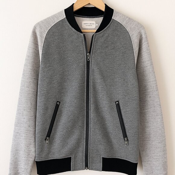 Shades of Grey by Micah Cohen Fleece Bomber (Men’s XS) w/ Contrast Sleeve - Picture 1 of 8